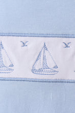 Blue Sailboat Embroidered Jon Jon - ARIA KIDS