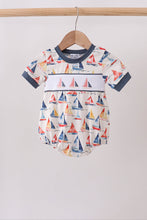 Blue Sailboat Smocked Bubble - ARIA KIDS