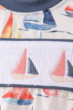 Blue Sailboat Smocked Bubble - ARIA KIDS