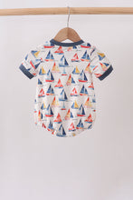 Blue Sailboat Smocked Bubble - ARIA KIDS