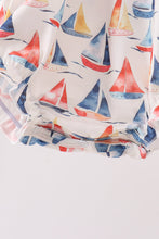 Blue Sailboat Embroidered Ruffle Bubble - ARIA KIDS