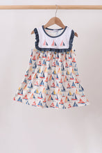 Blue Sailboat Embroidered Dress - ARIA KIDS