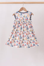 Blue Sailboat Embroidered Dress - ARIA KIDS