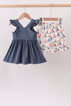 Blue Sailboat Smocked Ruffle Shorts Set - ARIA KIDS