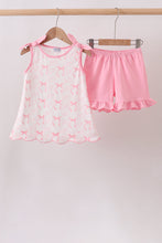 Pink Bow Print Ruffle Shorts Set - ARIA KIDS