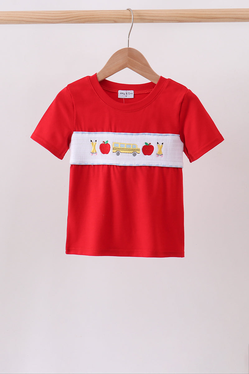 Red School Bus Smocked top - ARIA KIDS