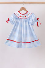 Blue School Bus Smocked Gingham Dress - ARIA KIDS