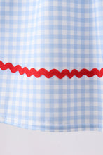 Blue School Bus Smocked Gingham Dress - ARIA KIDS
