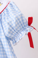 Blue School Bus Smocked Gingham Dress - ARIA KIDS