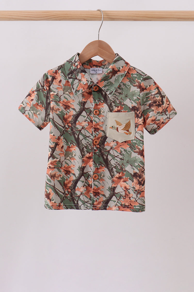 Camo Wildlife Embroidered Dad&me Button Down Shirt - ARIA KIDS