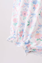 Blue Floral Smocked Bubble - ARIA KIDS