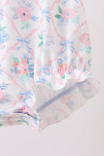 Blue Floral Smocked Bubble - ARIA KIDS