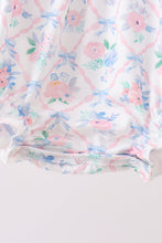 Blue Floral Smocked Bubble - ARIA KIDS