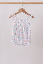 Blue Floral Smocked Bubble - ARIA KIDS