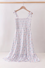 Blue Floral Smocked Mom Dress - ARIA KIDS