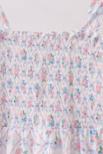 Blue Floral Smocked Mom Dress - ARIA KIDS