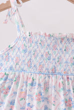 Blue Floral Smocked Ruffle Dress - ARIA KIDS