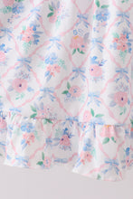 Blue Floral Smocked Ruffle Dress - ARIA KIDS