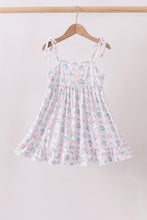 Blue Floral Smocked Ruffle Dress - ARIA KIDS