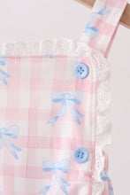 Pink Gingham Bow Print Lace Bubble - ARIA KIDS