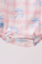 Pink Gingham Bow Print Lace Bubble - ARIA KIDS