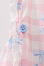 Pink Gingham Bow Print Lace Bubble - ARIA KIDS