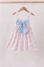 Pink Gingham Bow Print Dress - ARIA KIDS