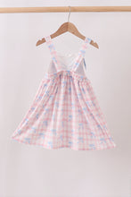 Pink Gingham Bow Print Dress - ARIA KIDS