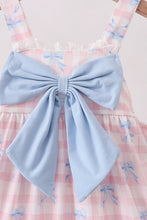 Pink Gingham Bow Print Dress - ARIA KIDS