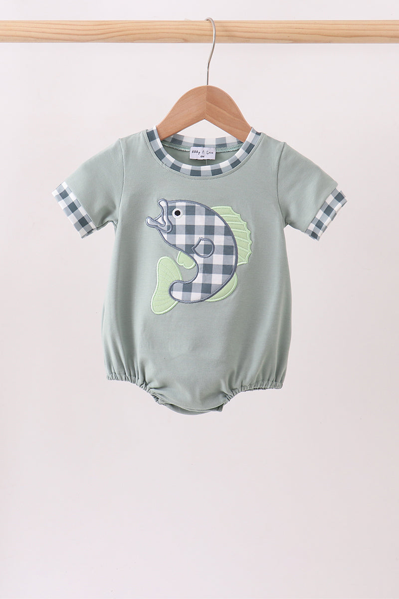 Green Fish Applique Bubble - ARIA KIDS
