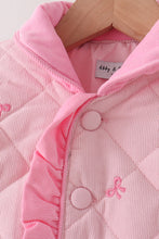 Pink corduroy bow embroidery ruffle jacket - ARIA KIDS