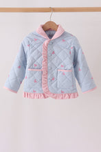 Blue corduroy bow embroidery ruffle jacket - ARIA KIDS