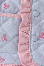 Blue corduroy bow embroidery ruffle jacket - ARIA KIDS