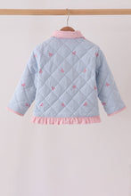 Blue corduroy bow embroidery ruffle jacket - ARIA KIDS