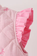 Pink corduroy bow embroidery ruffle vest - ARIA KIDS