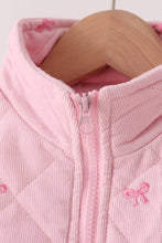 Pink corduroy bow embroidery ruffle vest - ARIA KIDS