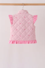 Pink corduroy bow embroidery ruffle vest - ARIA KIDS