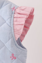 Blue corduroy bow embroidery ruffle vest - ARIA KIDS