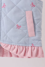 Blue corduroy bow embroidery ruffle vest - ARIA KIDS