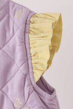 Purple corduroy bow embroidery ruffle vest - ARIA KIDS