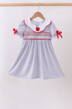 Blue Apple Smocked Plaid Dress