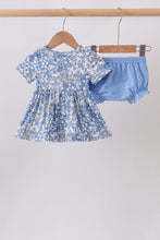 Blue Floral Print Bloomer Set - ARIA KIDS