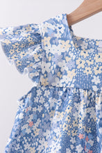Blue Floral Print Ruffle Pants Set - ARIA KIDS