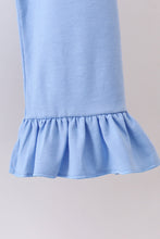Blue Floral Print Ruffle Pants Set - ARIA KIDS