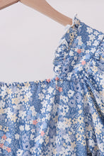 Blue Floral Print Mom Dress - ARIA KIDS