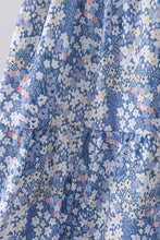 Blue Floral Print Mom Dress - ARIA KIDS