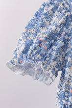 Blue Floral Print Mom Dress - ARIA KIDS