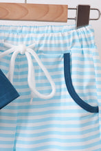 Teal Apple Embroidered Stripe Pants Set - ARIA KIDS