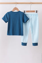 Teal Apple Embroidered Stripe Pants Set - ARIA KIDS