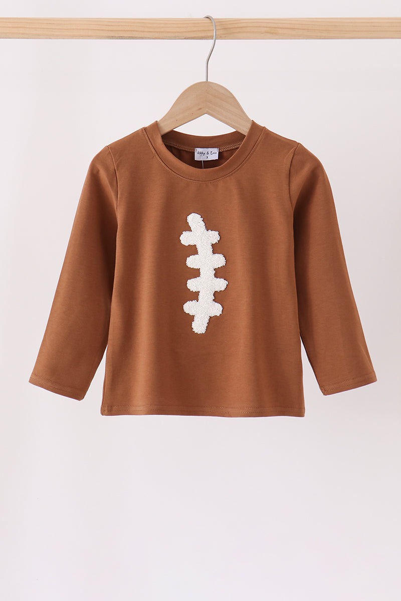 Brown Football French Knot Top - ARIA KIDS